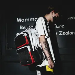 Рюкзак в стиле хип-хоп, школьная сумка с панелями для мальчиков-подростков, большой емкости, модный мужской дорожный рюкзак