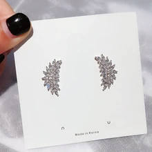 Изысканные серьги-гвоздики в Корейском стиле с листьями AAA, серьги из чистого кубического циркония, модные женские серьги-гвоздики, ювелирные изделия