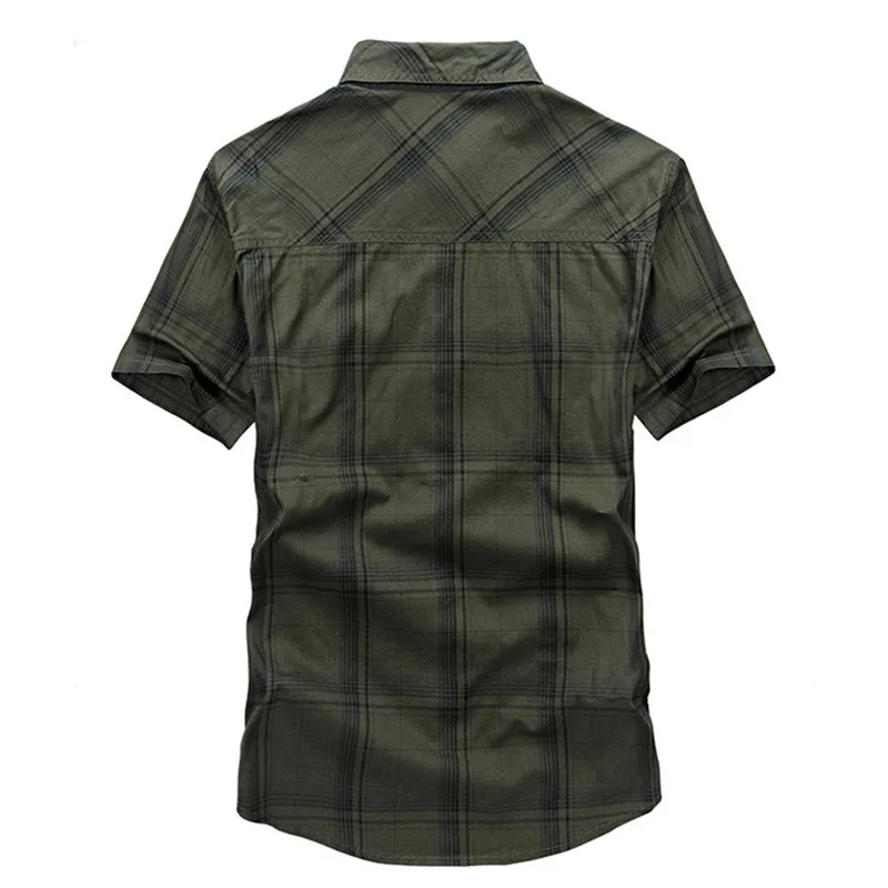 MORUANCLE военные Стиль рубашки-карго для мужчин Повседневное плед тактическая рубашка короткий рукав Chemise Homme 100% хлопок плюс Размеры M-5XL