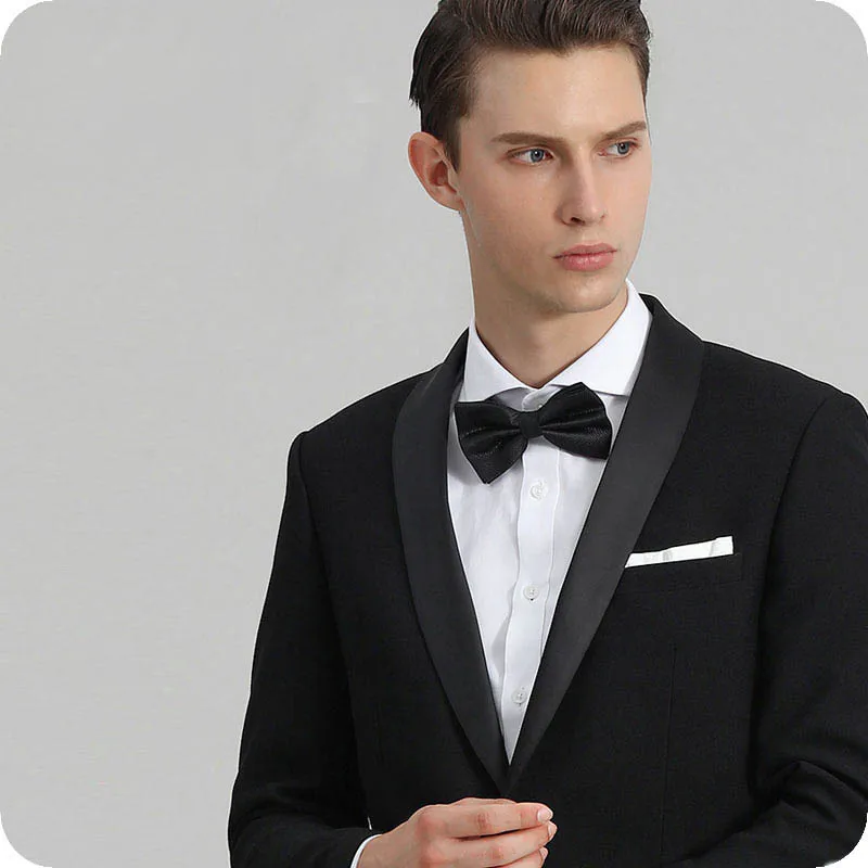 

Black Groom Tuxedos Men Suits for Wedding Blazers Man Jacket Satin Shawl Lapel Slim Fit Terno Masculino Costume Homme 2Piece