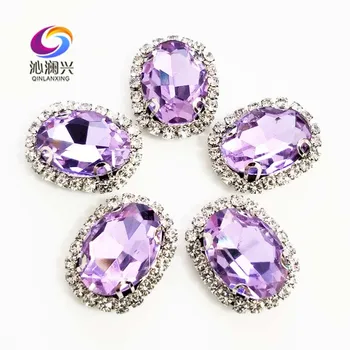 

Crystal violet oval shape top quality sew on Glass Crystal buckle,flatback loose rhinestones,Diy/Clothing/wedding decoration