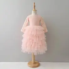 Черный/розовый/Крем 5 слоев кружевная юбка-пачка платье для девочек вечерние с поясом