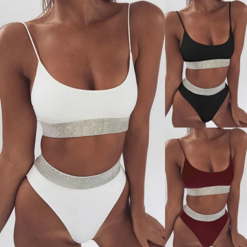 

High Waist 2019 Sexy string Bikini Swimwear Brazilian Bikini Set Push Up Bathing Suits Solid Beach Wear Biquini Women Swimsuit