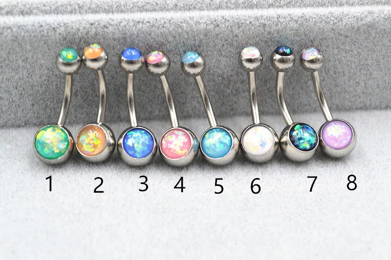 

30pcs Opal Navel Belly Button Rings Sexy Woman Belly Piercing Barbell Surgical Steel Navel Piercing Girls Fashion Body Jewelry