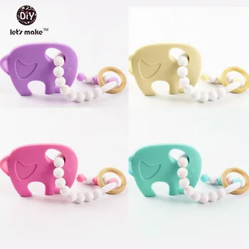 

Let's make Silicone Teething Baby Toys Nursing Bracelet Elephant Purple Silicone Beads 4pcs Natural Teether For Baby