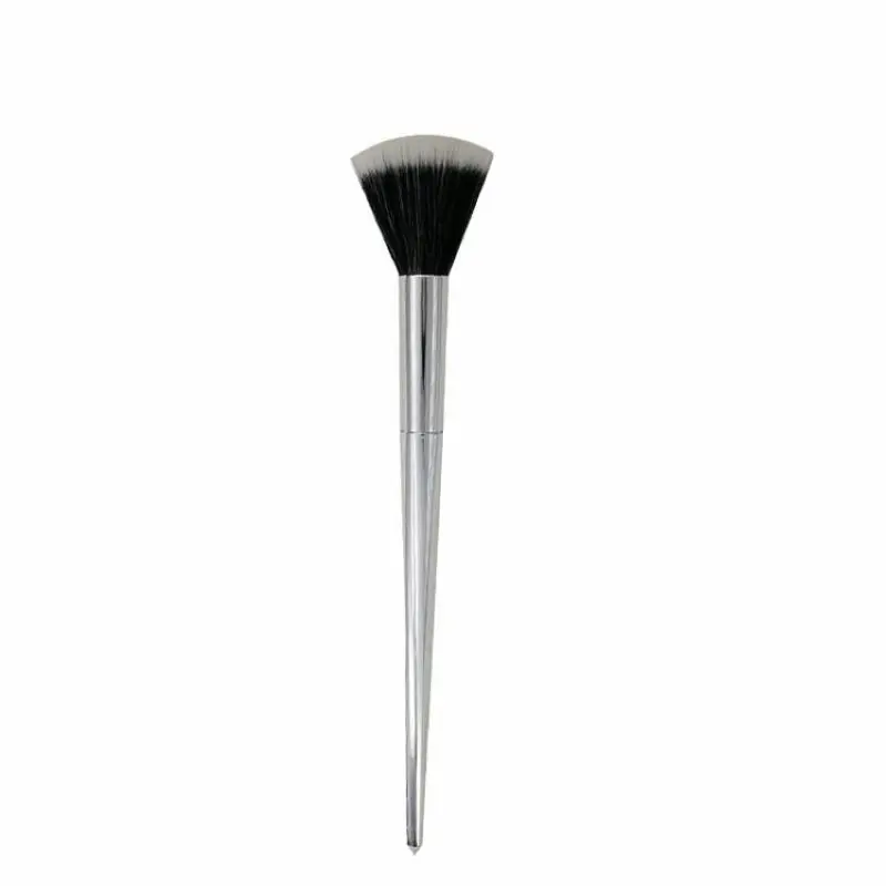

single plastic handle soft synthetic hair silver aluminum collar sculpting make up brush highlighter brush tools