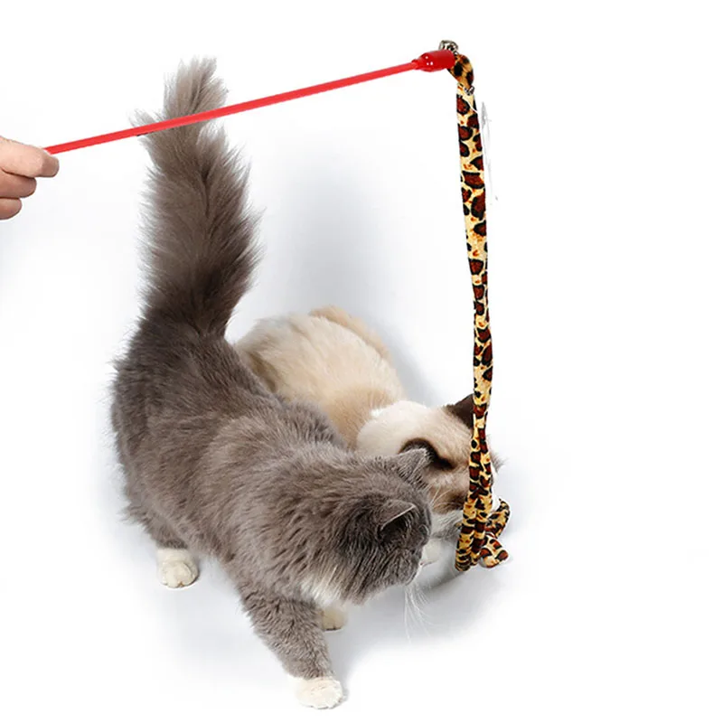 For Cats Interactive Tease Sticks Brown Leopard Rainbow Stripes Two