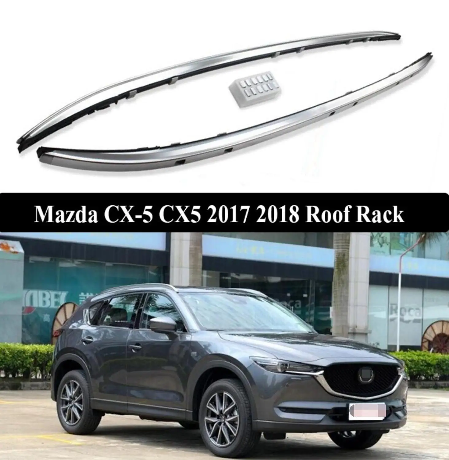 

For Mazda CX-5 CX5 2017 2018 Aluminium alloy Silver Top Roof Rails Rack Side Bars Decoration Trim Car Accessories