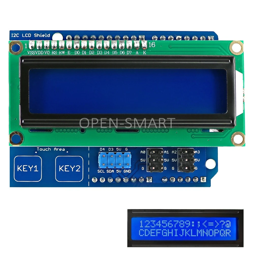 White Backlight Blue Lcd Keypad Shield I2c 1602 Lcd Module Board With ...