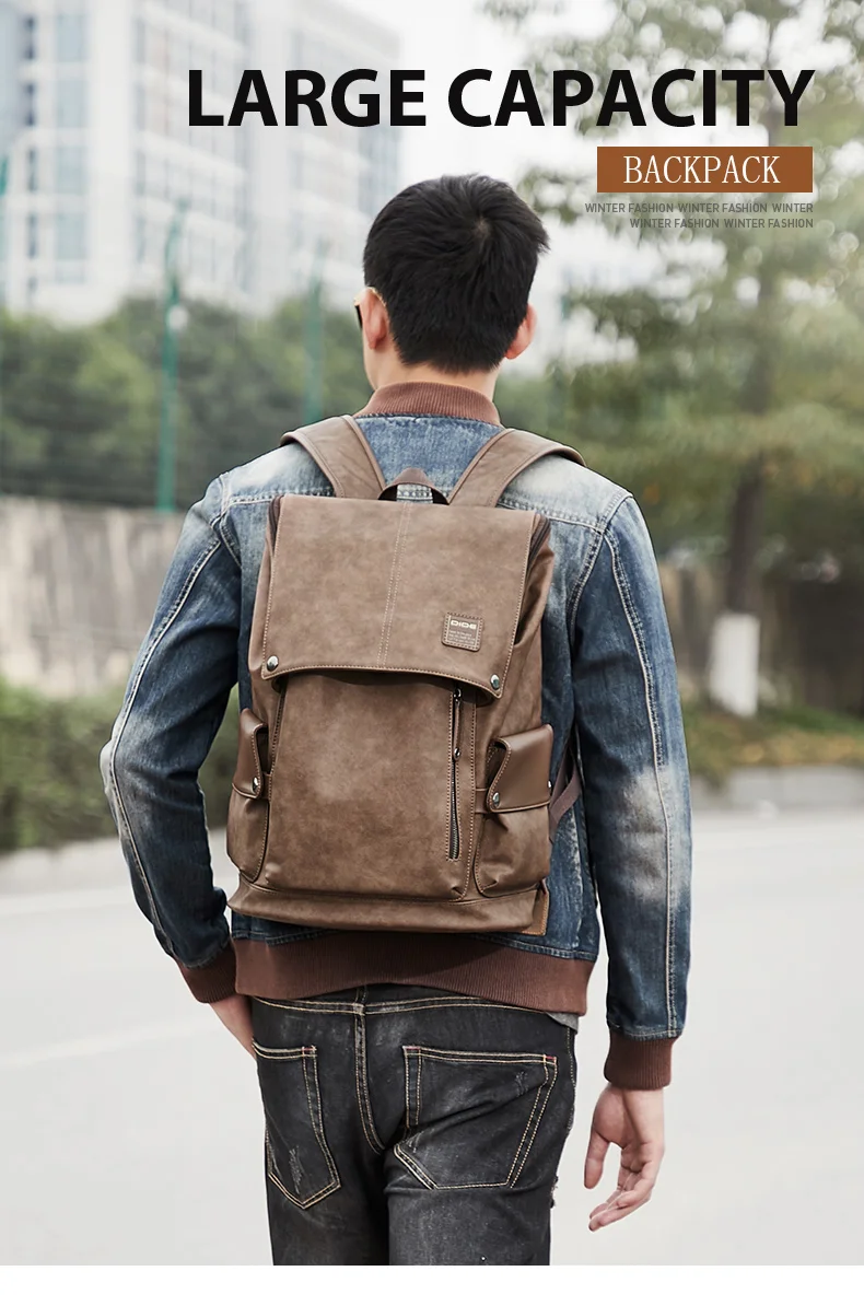 DIDE, мужской рюкзак с защитой от кражи, для путешествий, водонепроницаемый, из искусственной кожи, 14-15 дюймов, рюкзак для ноутбука, мужской, модный, для студентов, школьная сумка