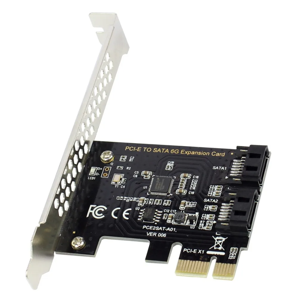 PCI-E 2,0x1 на 2 порта SATA III 6 ГБ/сек. внутренний конвертер PCI Express контроллер адаптер карта для SATA HDD SSD