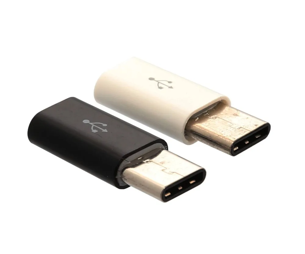 

2PCS/LOT USB 3.1 Type C Male to Micro USB Female Adapter Converter Connector USB-C black and whitel OTG V8