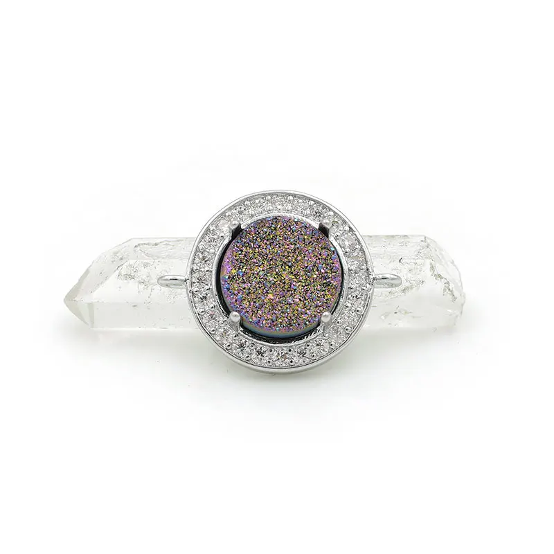 6 20*15*5 мм Micro Pave Clear CZ Agat e Druse круглый разъем подходит для изготовления DIY браслеты ювелирные изделия - Окраска металла: 6