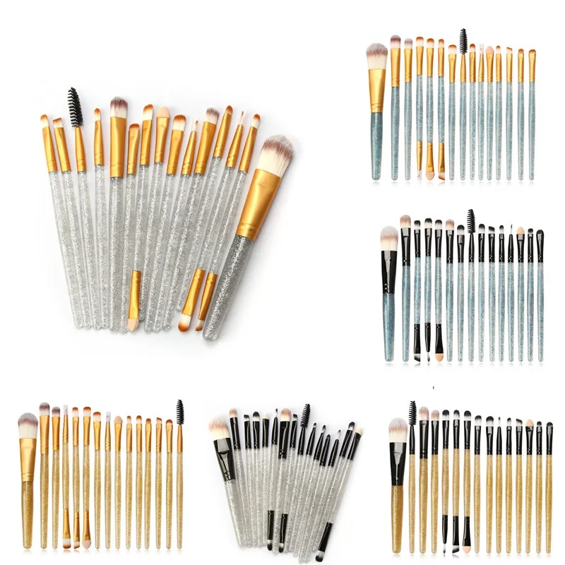 

15 Pcs/set Eye Makeup Brush Professional Face Eye Shadow Eyeliner Eyebrow Nylon Fiber Shimmering Powder Handle Eye Shadow Brush