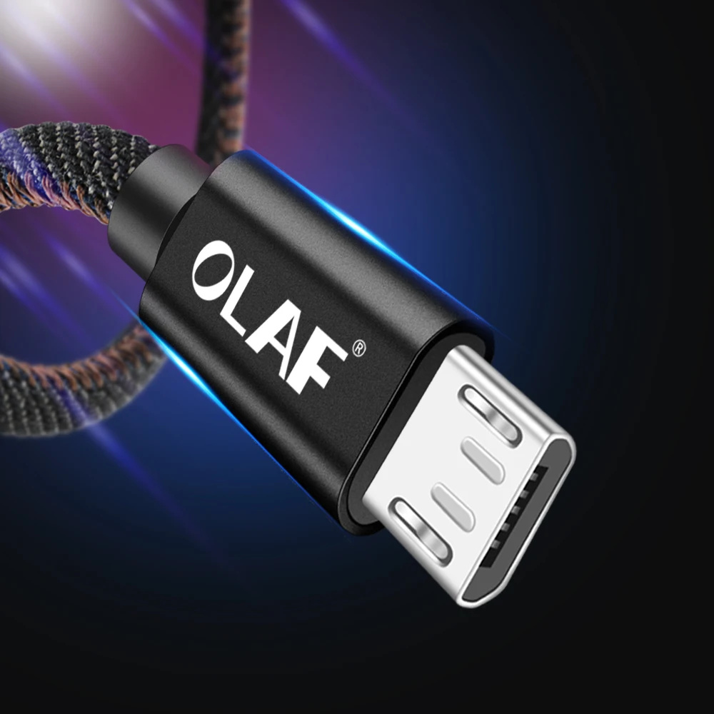 أولاف 2 M الدنيم المصغّر usb كابل شحن ل Xiaomi 2.4A سريع شاحن الهاتف المحمول كابل usb لسامسونج هواوي الروبوت سلك USB
