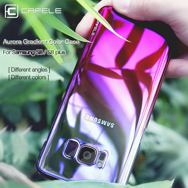 CAFELE Case For samsung Galaxy S8 plus Cases luxury Aurora Gradient Color Transparent light Hard PC Cover For Galaxy S7 Edge cases-for-s8+