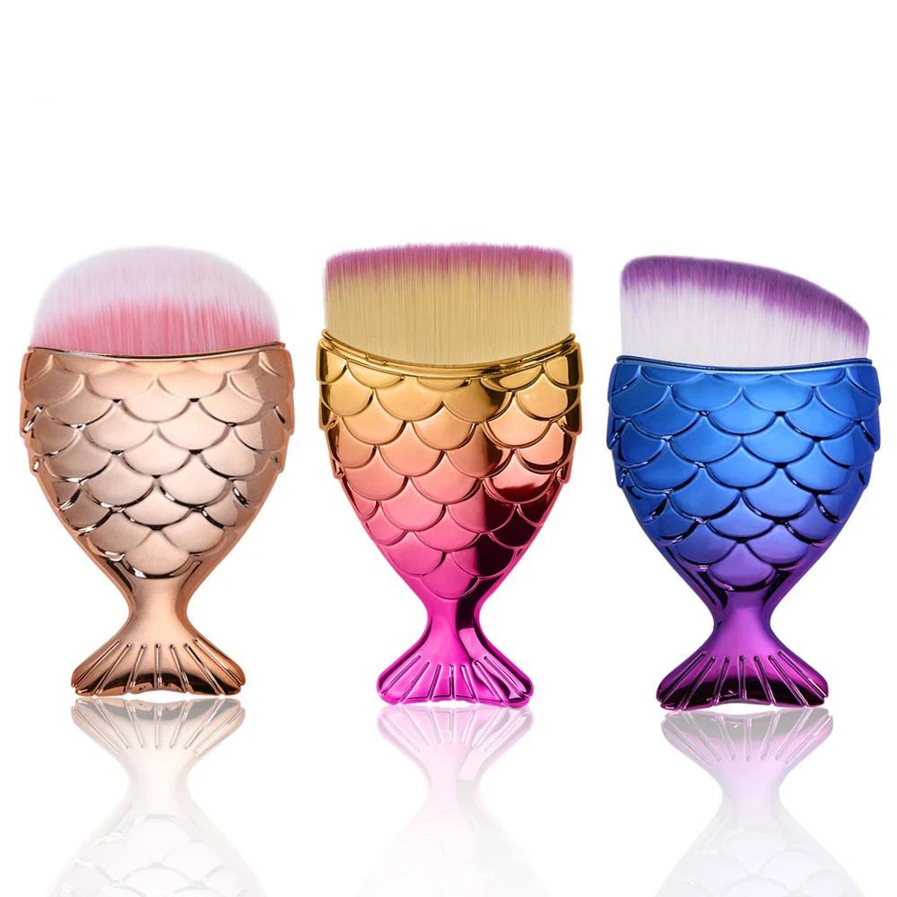 

1PC Mermaid Fishtail Bottom Contour Brushes Foundation Makeup Brush Fish Shaped Powder Blusher Cosmetic Makeup Brush Tools Kit
