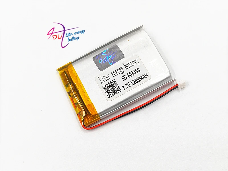 JST 1,25 мм 2pin 603450 3,7 в 1200 мАч литиево-полимерный lipo перезаряжаемые батарея Разъем для gps DVD мобильный видео игры электронные книги