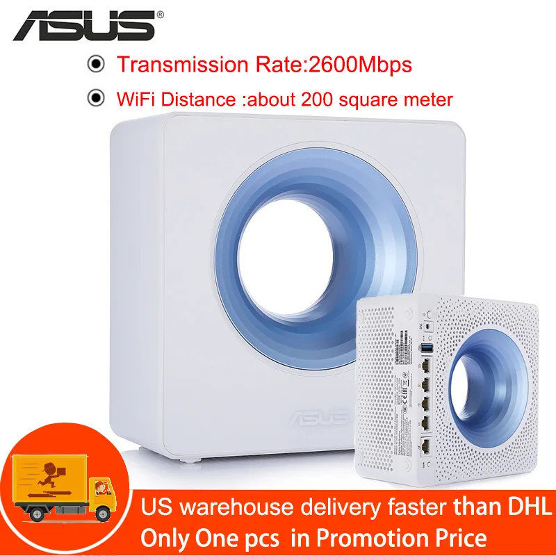 

ASUS Blue Cave Smart Gaming Wireless Router 2600Mbps 2.4GHz 5GHz Dual Band WiFi 1000Mbps Ethernet Speed