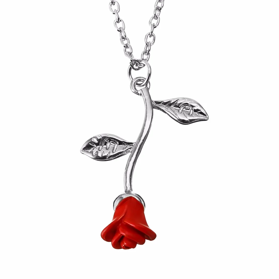 Red Rose Flower Statement Necklace Shellhard Bijoux Femme Collier Necklaces Pendant Trendy Women Jewelry Gift