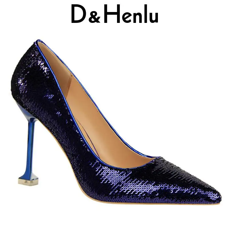 

D&Henlu Wedding High Shoes Gold Shoes For Women Bling Pumps Heels Shoe Ladies High Heels Silver Women Shoe Heel zapatos mujer