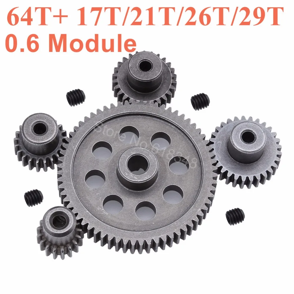 11184 Steel Metal Spur Diff Main Gear 64T Motor Pinion Gears 17T 21T