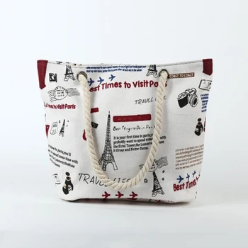 

4PCS / LOT Women Beach Printing Shopping Bags Capacity Women Canvas Bags Ladies Bolsos Feminina Handbags Tote Sac
