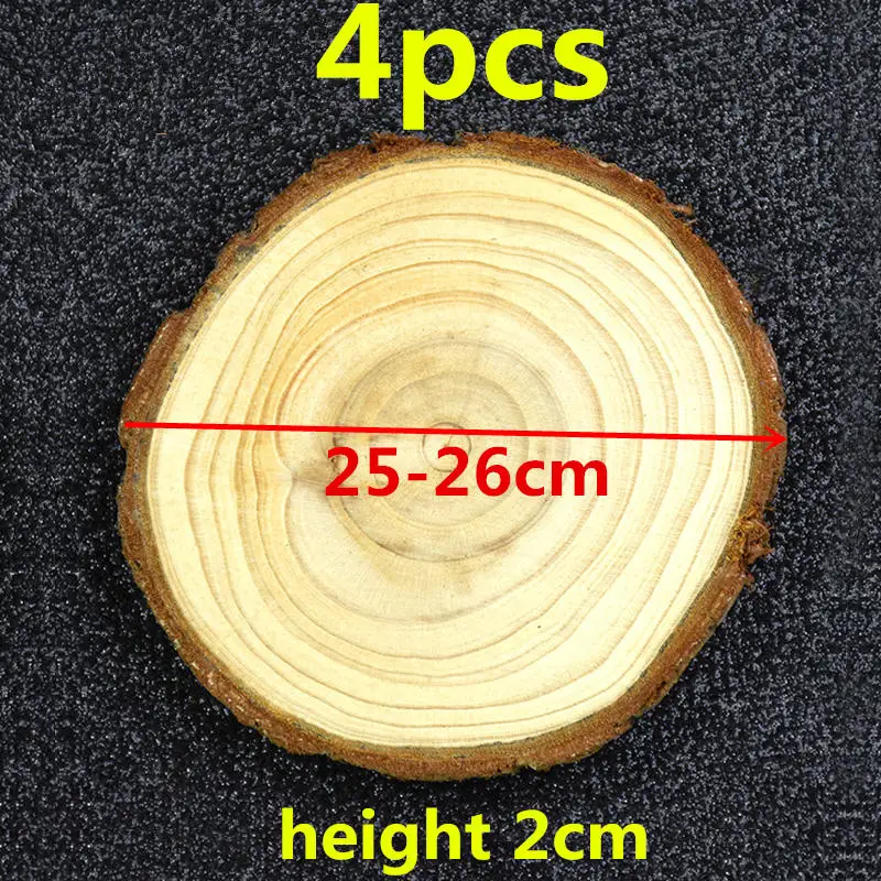 Диаметр(10-26 см) высота(1-2 см) подставки деревянные ломтики барные коврики деревянные подставки восстановленные ивы деревянные подставки - Цвет: 4pcs 25-26cm