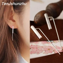 Стерлингового серебра 925 предотвратить аллергия квадратный Серьги-гвоздики Brincos Модные украшения для Для женщин свадебные Серьги