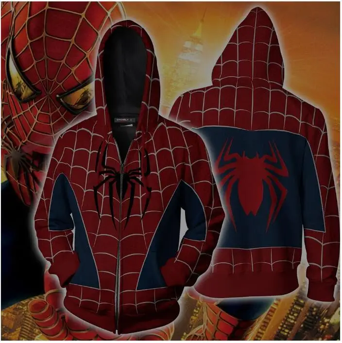 

Spider-man PS4 (Tobey Maguire - Sam Raimi 2002 Movie) Cosplay Zip Up Hoodie Jacket 3D Print Fashion Tracksuit hooded clothing