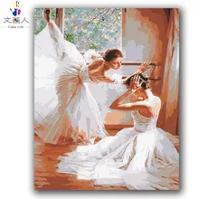 Раскраска по номерам русская балерина двойная балерина танцор белое платье Рисунок Фигуры живопись по номерам живопись в цветах