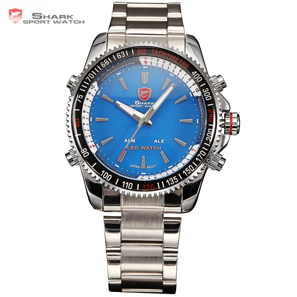 Mako SHARK Sport Watch Luxury Blue Men's Digital LED Date Alarm Military Electronics Steel Strap Wrist Watches Hot Clock /SH002 Mako SHARK Sport Watch Luxury Blue Men's Digital LED Date Alarm Military Electronics Steel Strap Wrist Watches Hot Clock /SH002