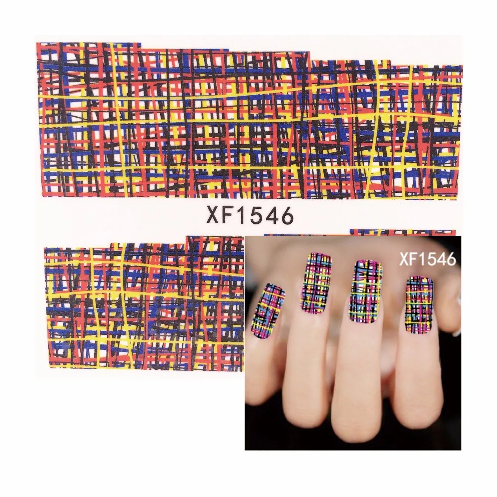 

WUF 1 Sheet Colorful Lattice Designs Nail Art Charm DIY Watermark Decals Nail Art Sticker NEW Polish Decor 1546
