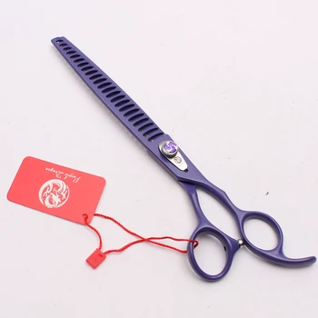

8.0" 22cm Japan 440C Purple Dragon Violet Hairdressers for dogs Thinning Scissors Fish Bone Teeth Pets Hair Shears Add Bag Z4004