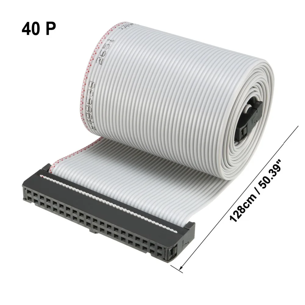 

Uxcell IDC 40 Pins Gray/Rainbow 43/48/50/66/118/128cm Length 2.54mm Pitch Flat Flexible Ribbon Jumper Cable 1pcs With Box
