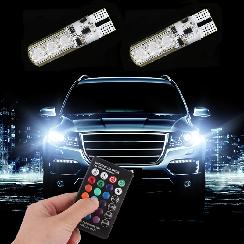 T10 W5W Led Bulb 194 168 RGB Multi Color Parking Lights For AUDI A2 A3 8L 8P A4 B5 B6 A6 4B 4F A8 D2 TT C5 C6 | Автомобили и
