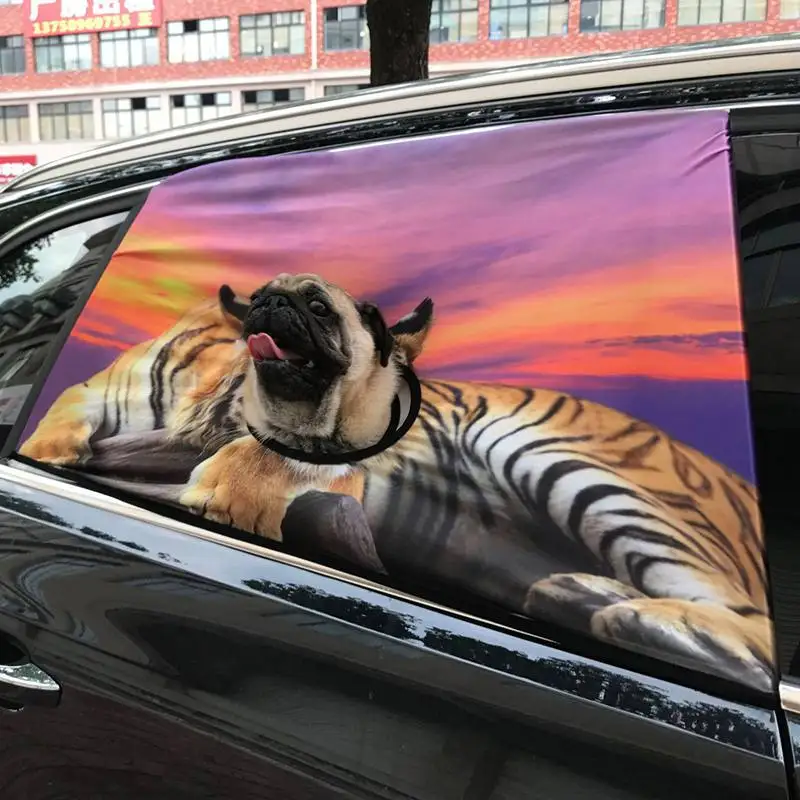 

Pet Car Cartoon Printing Elastic Safety Guardrail Window Shielded Guardrail for Dog Cats with Small Hole Puppy Car Visor Covers