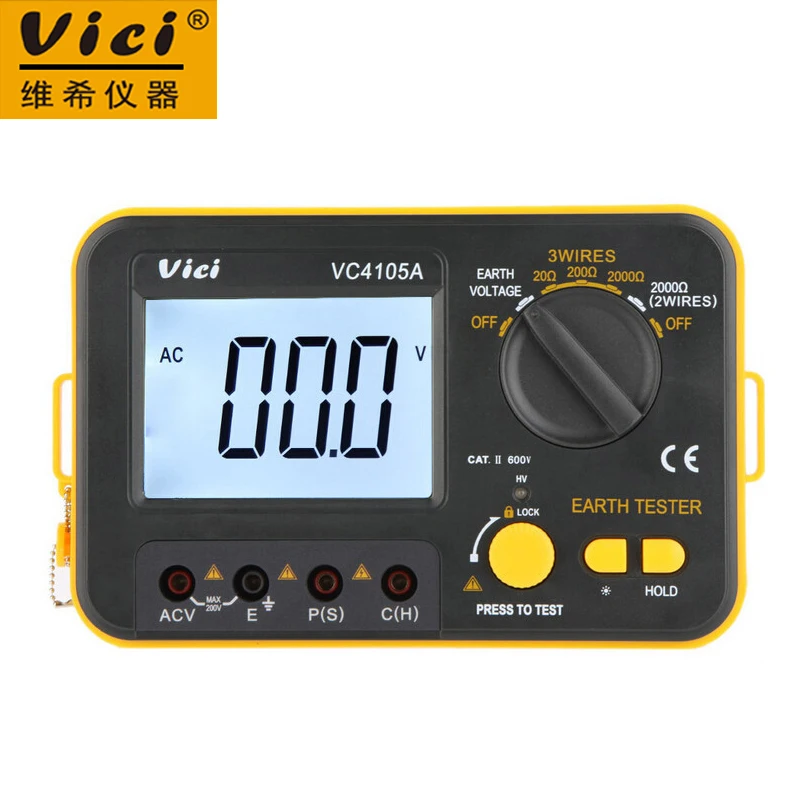 Vici VC4105A цифровой измеритель сопротивления заземления Омметр 2K 200V с ЖК