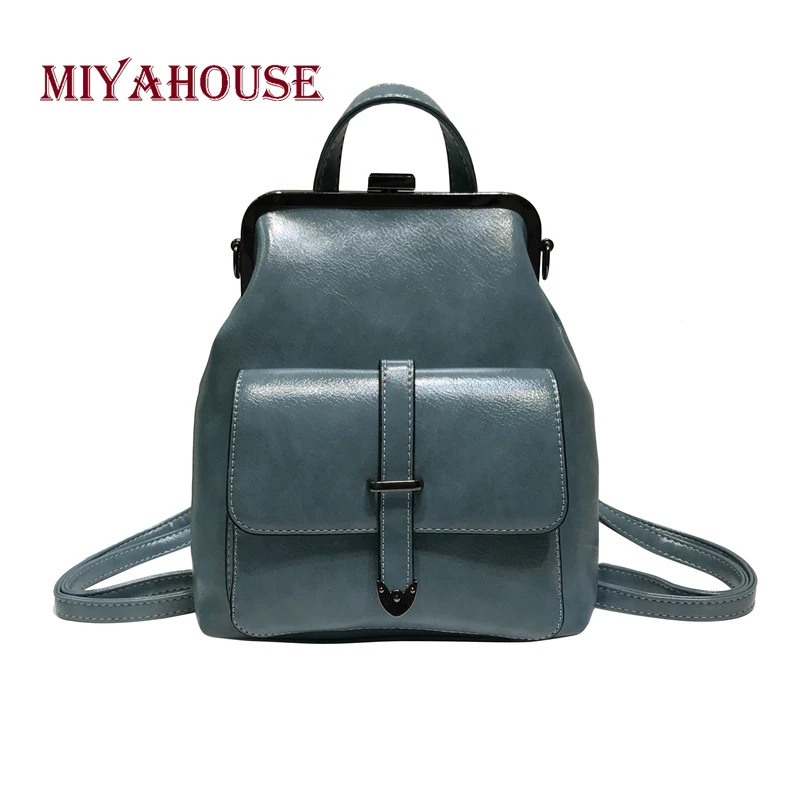 

Miyahouse Simple Solid Color Backpack Female High Quality PU Leaather Lady Rucksack Minimalist Style Female Casual Bag
