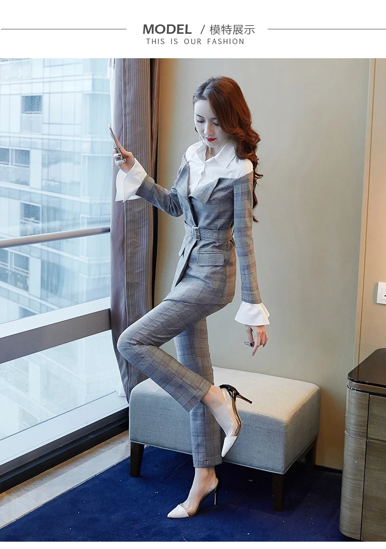 Bureau dame an Femme Costume Conjunto Feminino Ensemble Femme Survetement déesse élégant deux pièces Ensemble Femme Costume - 4