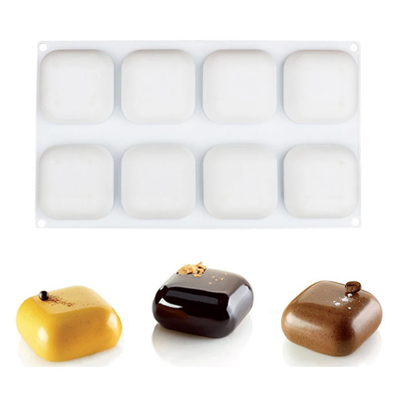 

1PCS Silicone 8 Cavity Square Shape Cake Mold For Baking Dessert Ice-Creams Mousse Mould Decorating tools JCFMJ140