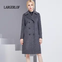 LARGERLOF двубортный Блейзер Простой осень элегантный для женщин пальто для будущих мам плюс размеры Зима Длинный блейзер BR50009