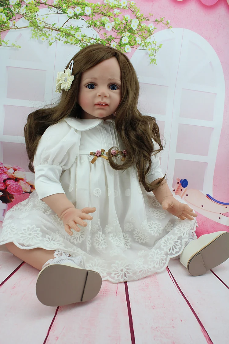Кукла реборн силиконовая с голубыми глазами длиной 60 см 24 дюйма|doll toys|toys for girlsgirl