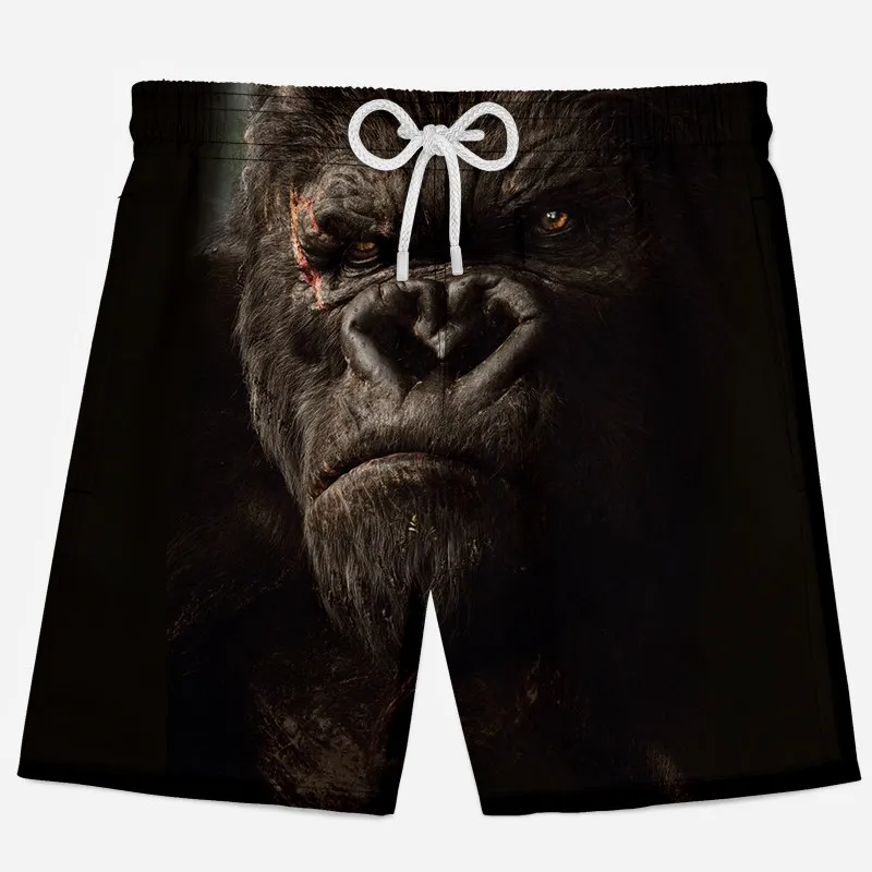Повседневные мужские шорты с 3D принтом обезьяны, дышащие быстросохнущие шорты с 3d принтом животных, мужские шорты, новые летние мужские пляжные шорты, XS-4XL - Цвет: T4