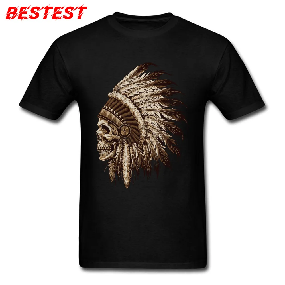 Brand Man Top T-shirts O-Neck Short Sleeve Pure Cotton Indian Skull Sephia Tees cosie T-shirts Drop Shipping Indian Skull Sephia black