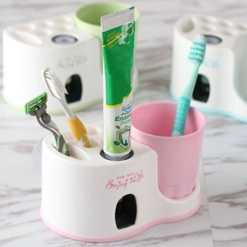 

Hoomall Toothpaste Wash Suit Holder Sucker Family Home Containers Automatic Squeeze Bathroom Toothbrush Holders Racks Organizer