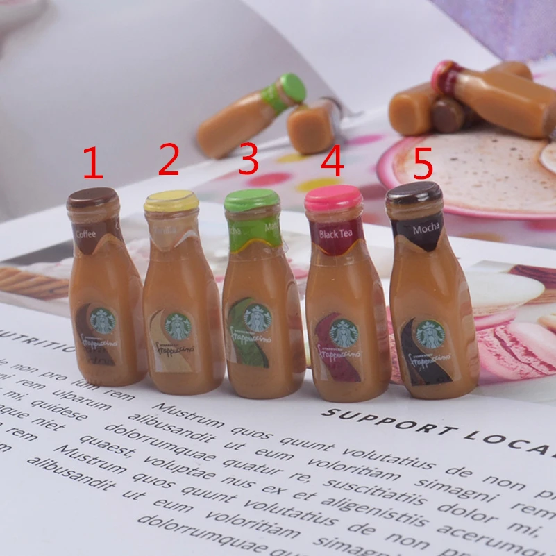 

Tanduzi 100pcs Cute Simulation Mini Drink Coffee Bottles Kitchen Accessory DIY 1:12 Dollhouse Miniature Decoration Resin Crafts