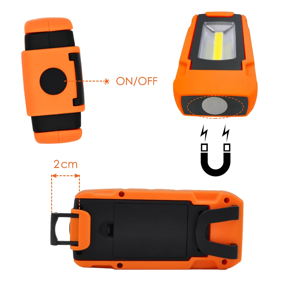 Работающий от батареи складной 3 Вт COB Светодиодный фонарь Портативный ручной светодиодный светильник для осмотра лампа Беспроводная Магнитная с подвесным кольцом