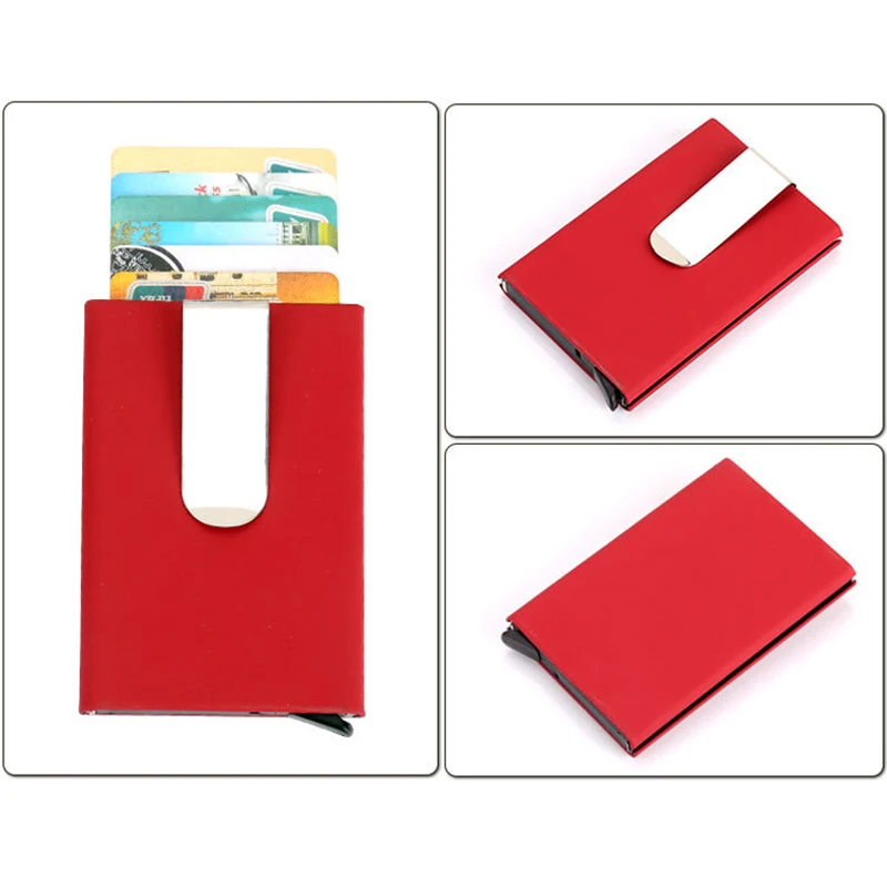 Men Women Credit Card holder Automatic Card Sets New Fashion Business ID Cards Aluminum Wallet Organizer Money Purse Bag PC0057 (2)