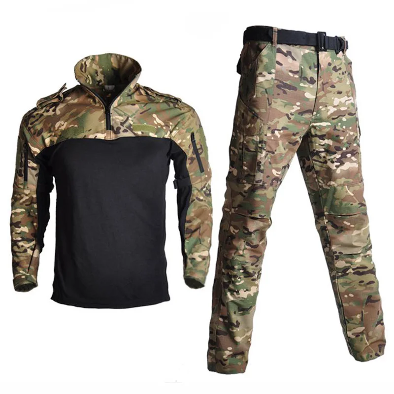 Tactical Camouflage Military Uniform Clothes Frog Suits Men Hunting Training Ghillie Suit Airsoft Sniper Combat Shirt + Pants